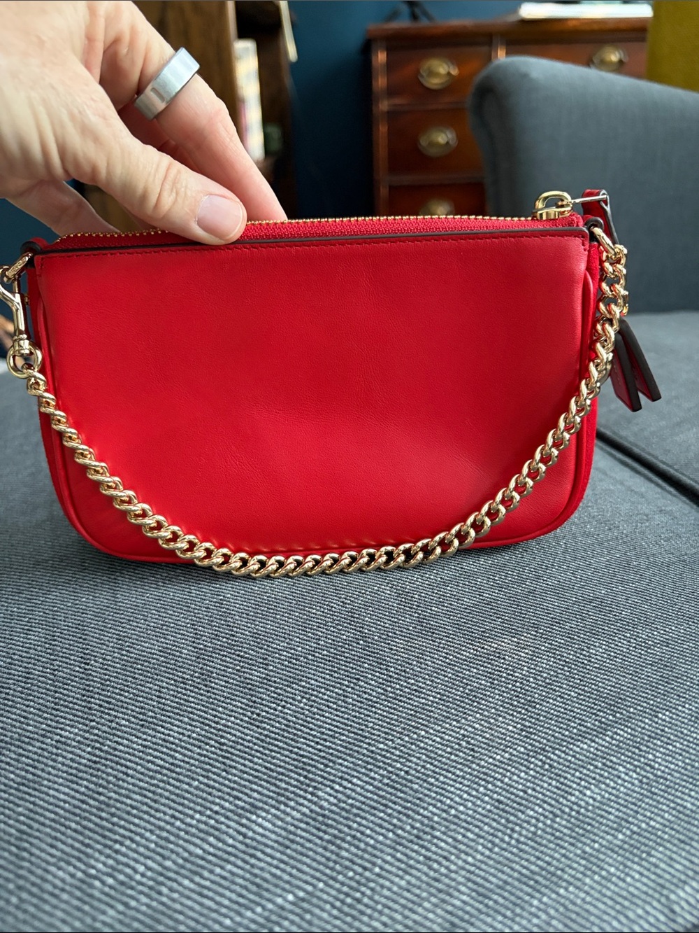 Coach Red Leather Mini Shoulder Bag with Gold Chain - Selena Gomez partnership - Picture 5 of 9